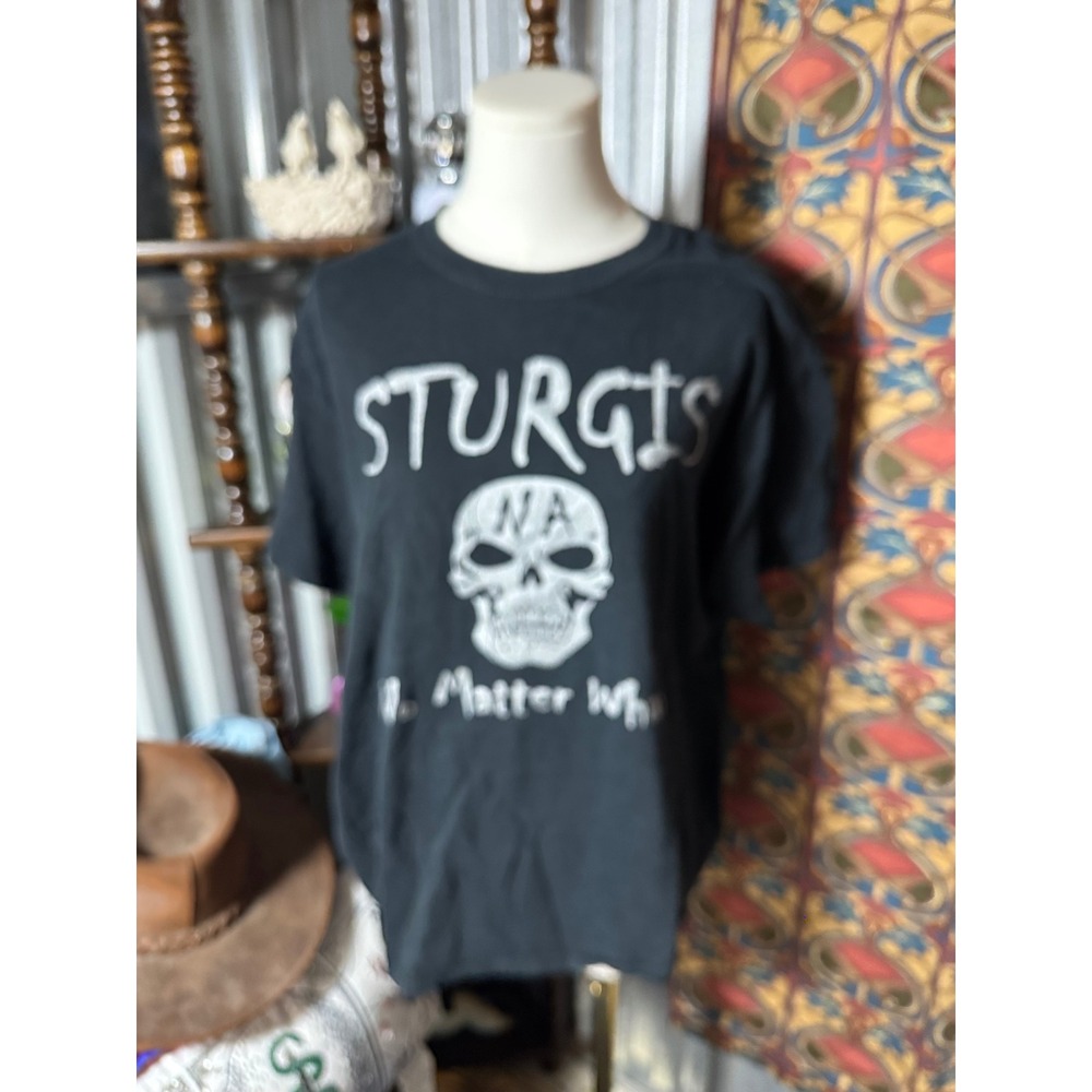 Sturgis NA‎ Skull Graphic T-Shirt Gildan Black Motorcycle Biker Tee Large